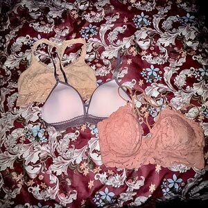 Skarlett Blue Lace Bralette Trio - Cream, Gray, Tan